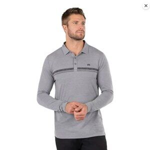 Travis Mathew HEATER LONG SLEEVE 2.0 golf polo shirt grey